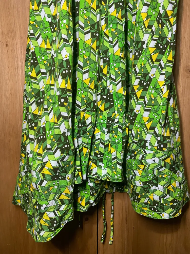 vestido decotado  farm verde e amarelo