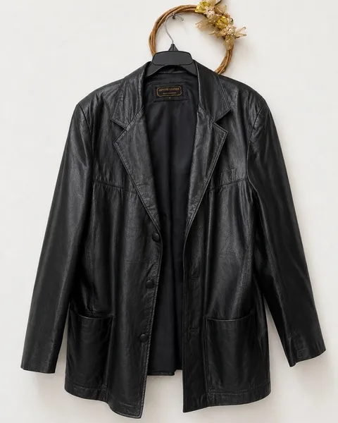 blazer de couro legítimo feminino