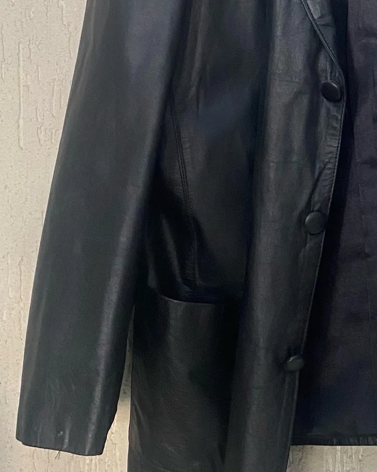 blazer de couro legítimo feminino
