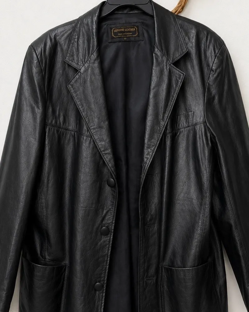 blazer de couro legítimo feminino