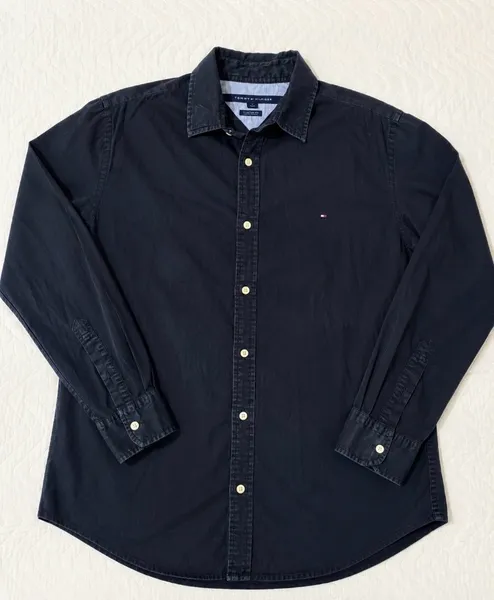 camisa preta masculina tommy hilfiger