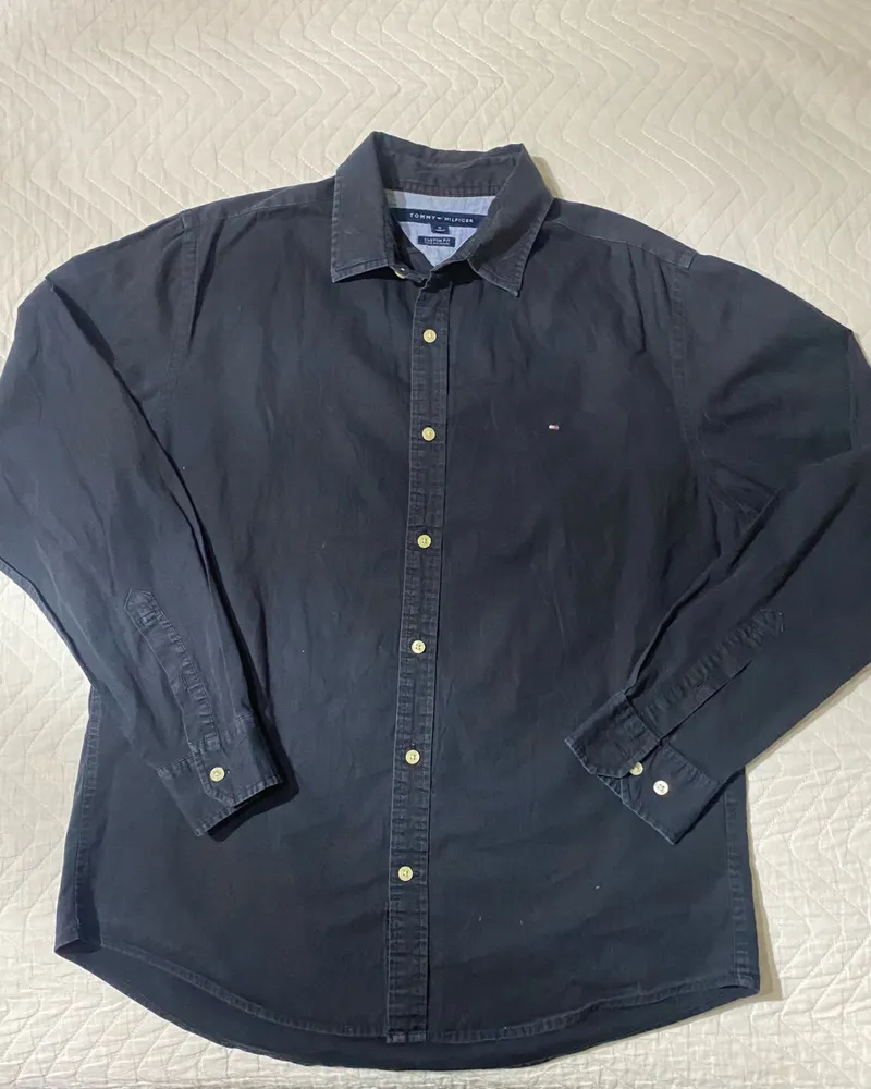 camisa preta masculina tommy hilfiger