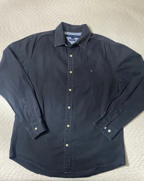 camisa preta masculina tommy hilfiger