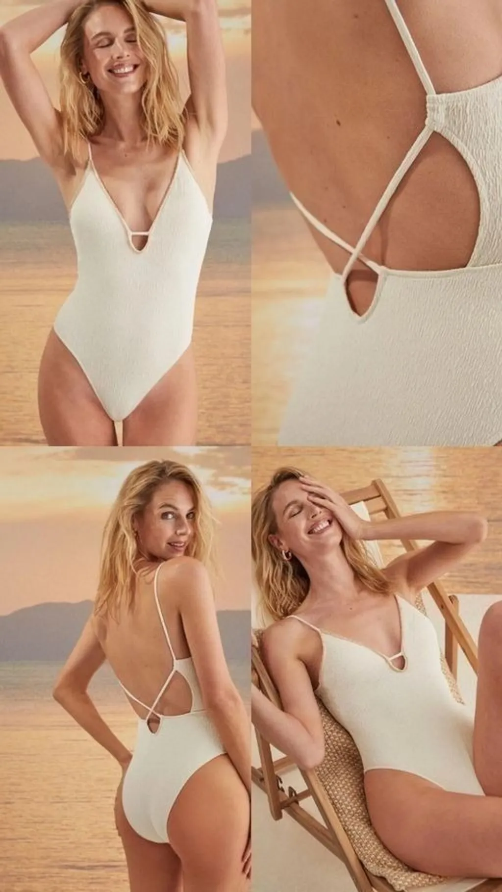 Maiô creme com textura