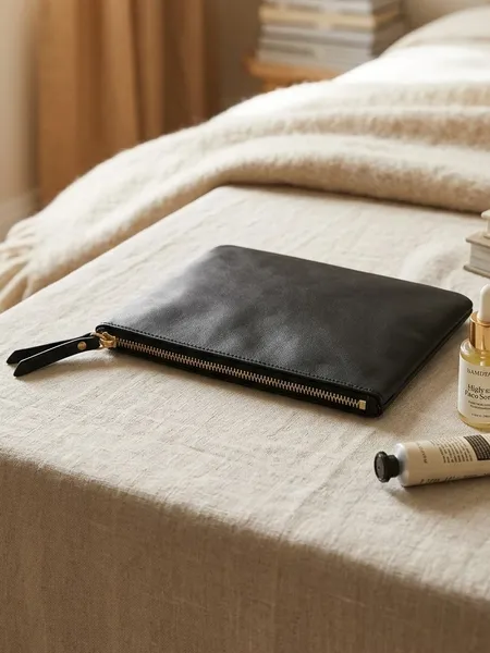 necessaire lisa preta com dourado