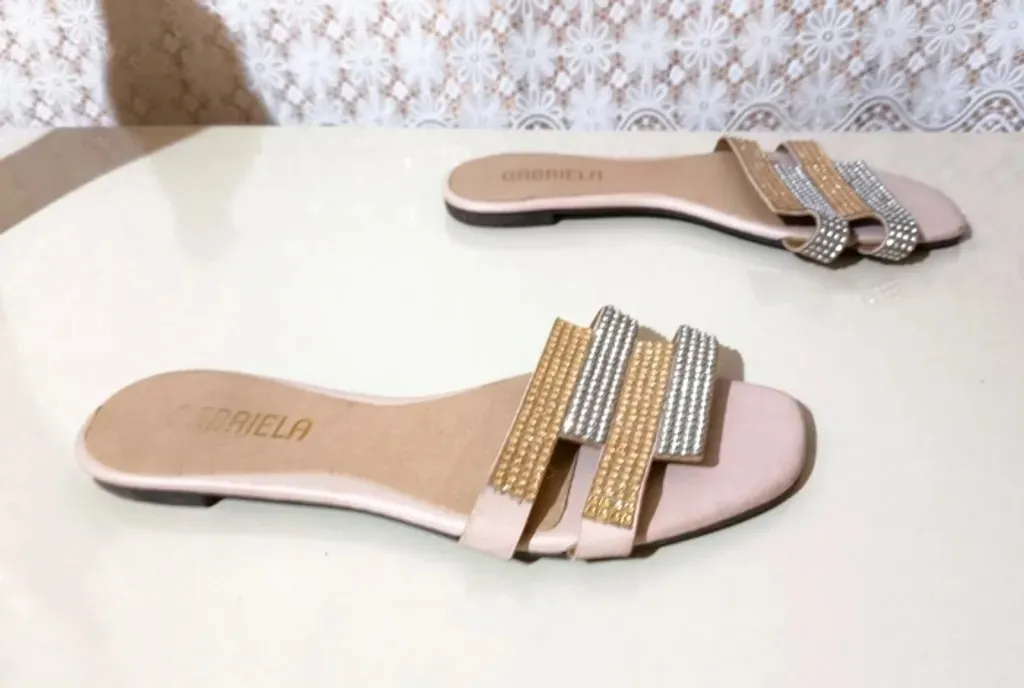 rasteirinha rosa de strass gabriela