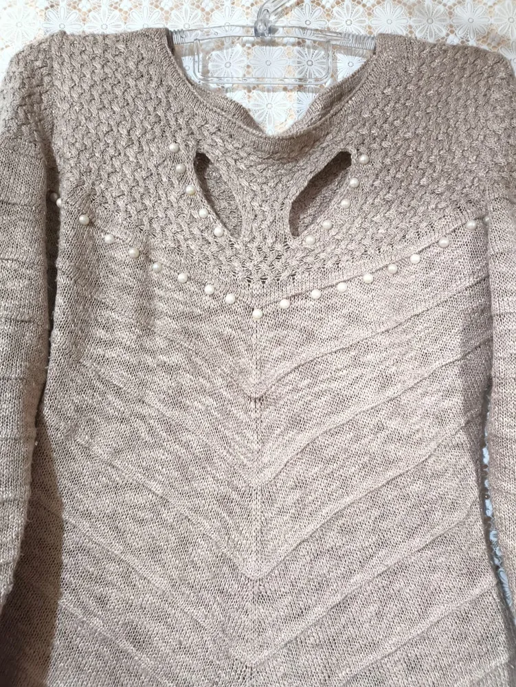 Blusa de tricot feminina rose com pedraria