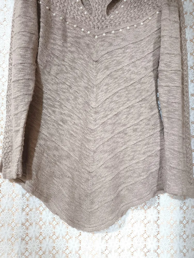 Blusa de tricot feminina rose com pedraria