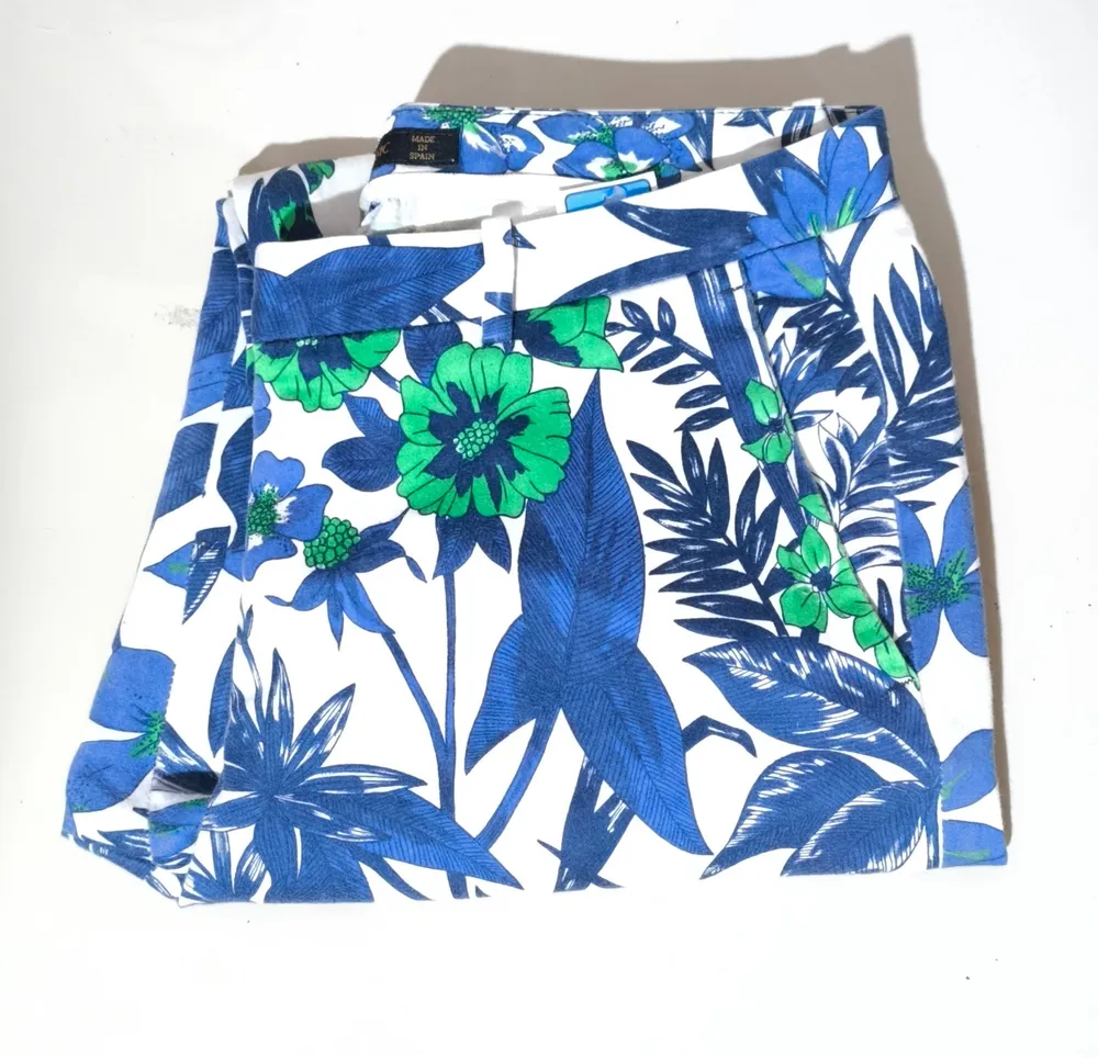 Calça zara floral azul e verde