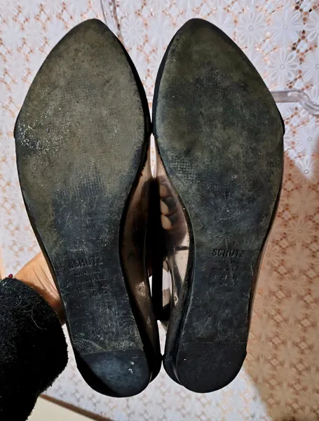 Sapatilha Schutz Preta Transparente Brilho Tam 38