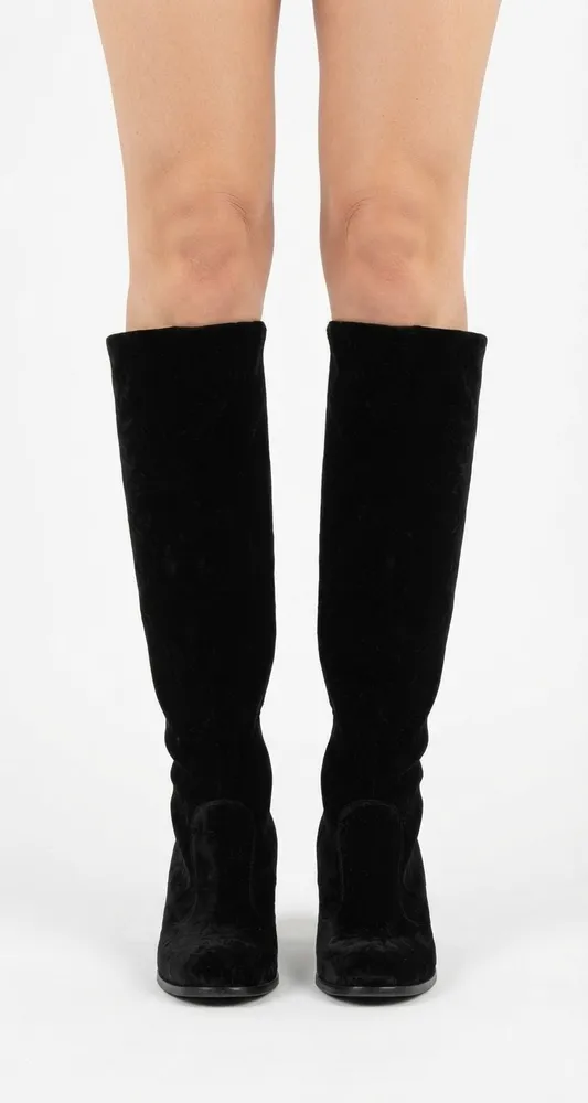 Bota feminina veludo preta 35