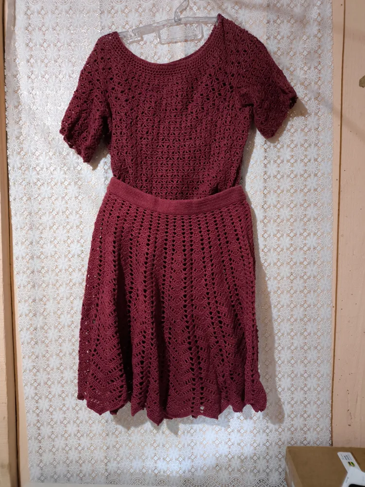 Conjunto Crochê Tricot Vermelho