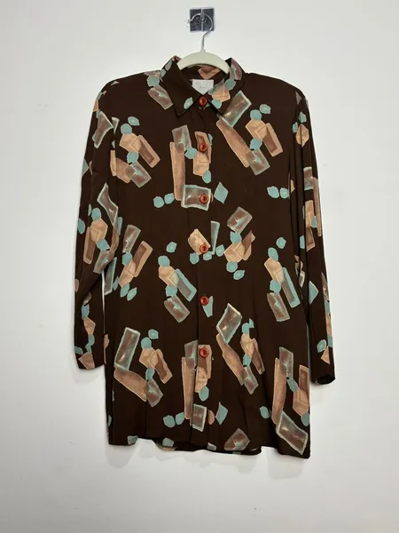 camisa vintage marrom estampada
