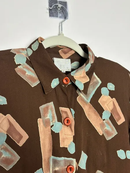 camisa vintage marrom estampada