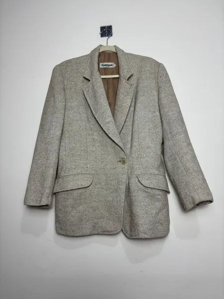 blazer vintage tweed bege acinzentado