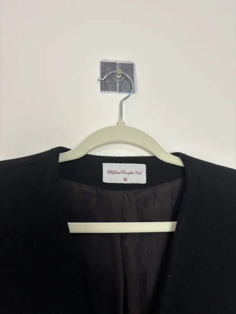 blazer vintage preto de lã, da stephen douglas