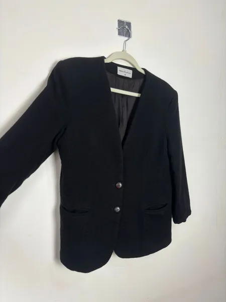 blazer vintage preto de lã, da stephen douglas