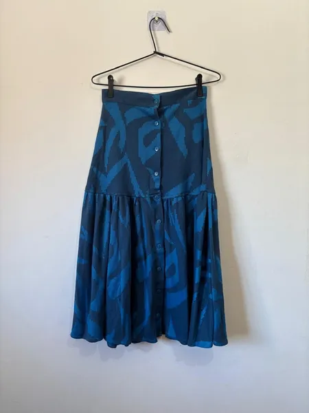 saia azul estampada (vintage)