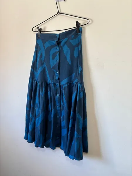 saia azul estampada (vintage)
