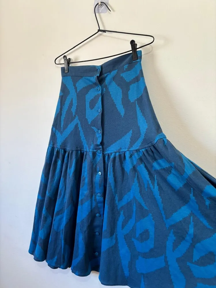 saia azul estampada (vintage)