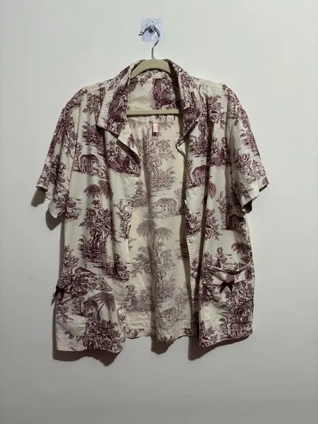 camisa de pijama branca estampada, da jogê