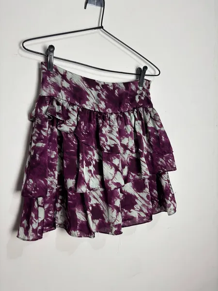 saia roxa estampada, da mulbora