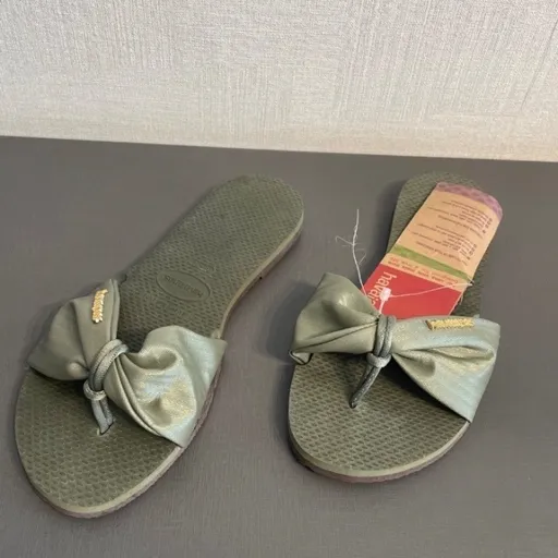 rasteirinha havaianas verde musgo, nova , tam 36