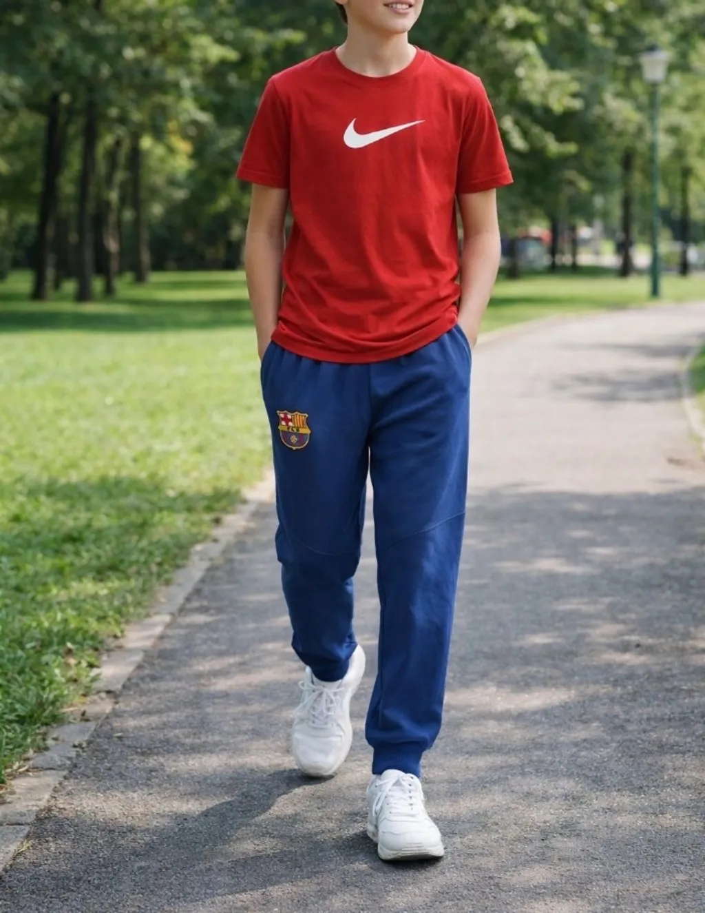 Calça infanto juvenil Barcona, azul Tam 14