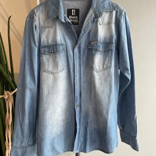 Camisa jeans manga longa - Tam - M