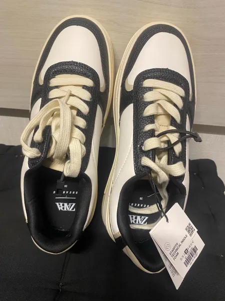 Tênis Zara sneakers em couro, 38. vem que aqui tem coisa boa