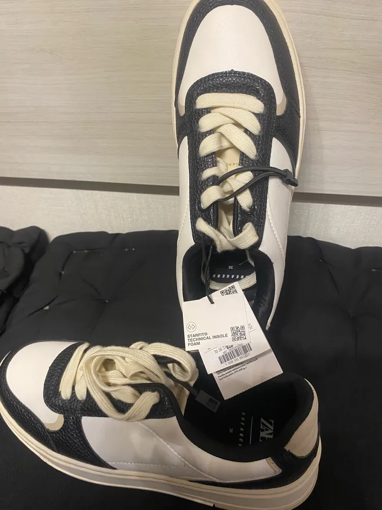 Tênis Zara sneakers em couro, 38. vem que aqui tem coisa boa