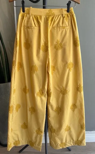 Calça pantalona Nati Vozza , amarela , Tam - P
