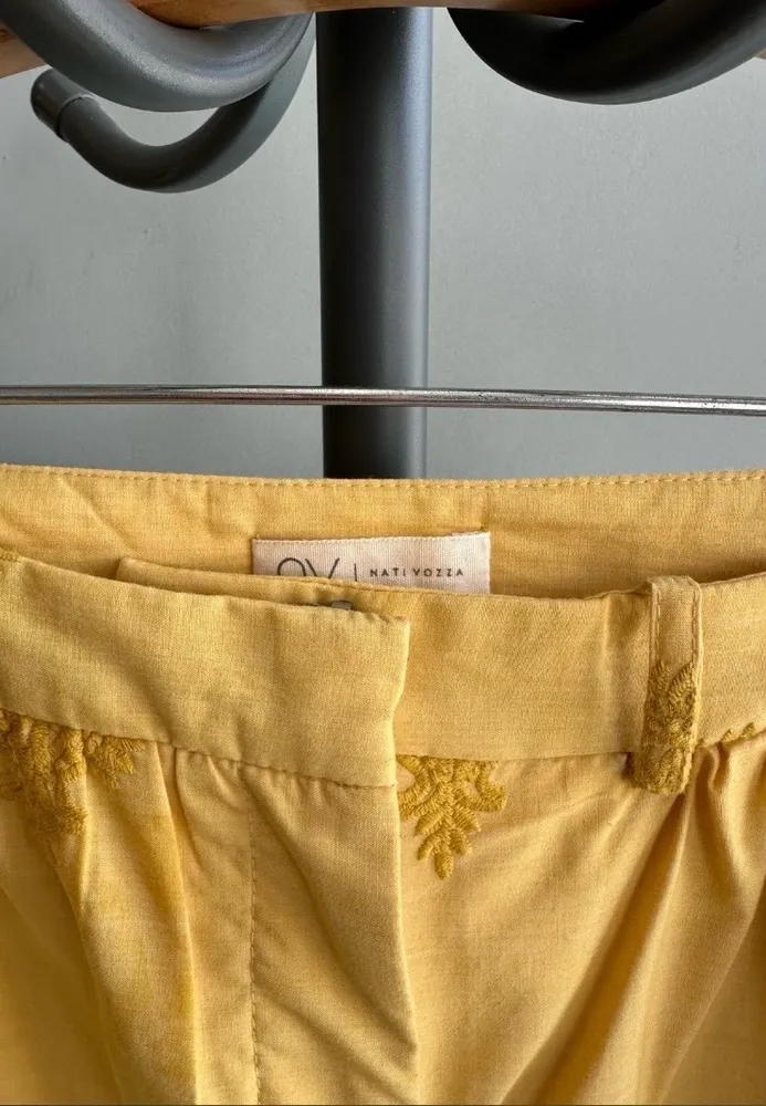 Calça pantalona Nati Vozza , amarela , Tam - P