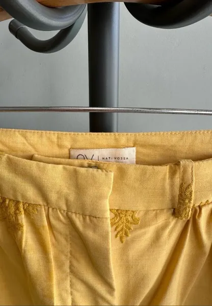 Calça pantalona Nati Vozza , amarela , Tam - P