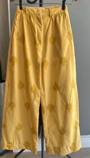 Calça pantalona Nati Vozza , amarela , Tam - P