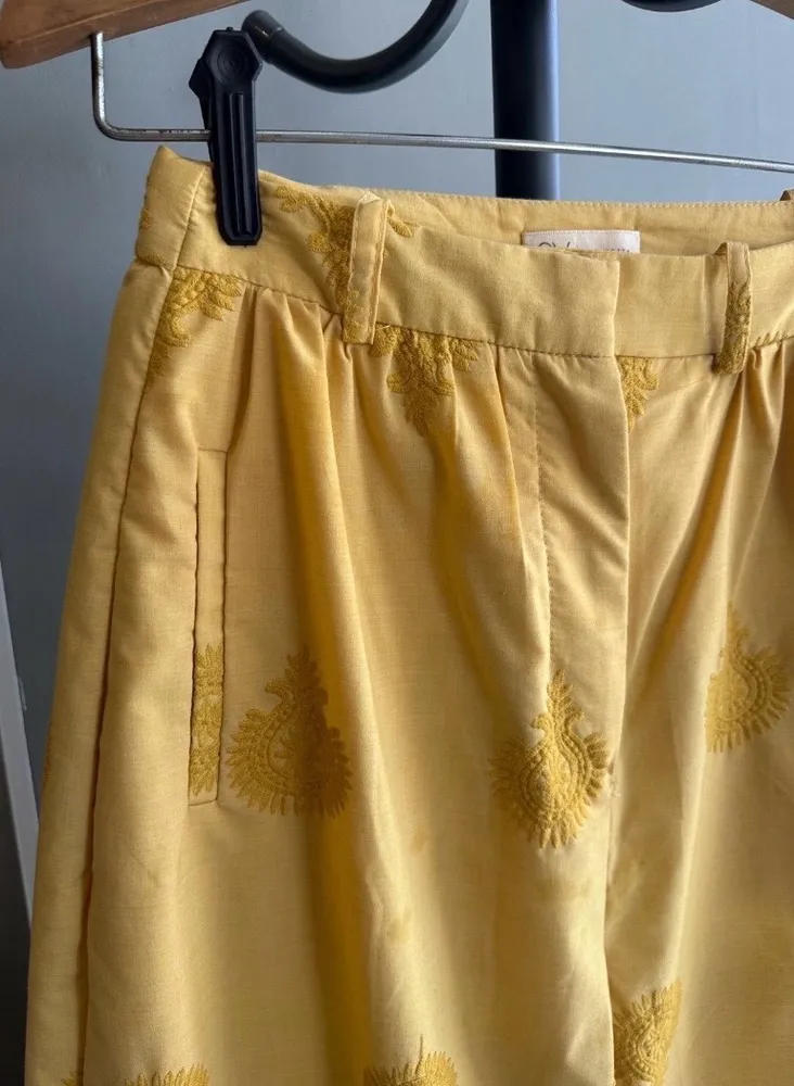 Calça pantalona Nati Vozza , amarela , Tam - P
