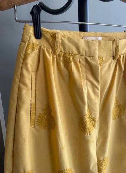 Calça pantalona Nati Vozza , amarela , Tam - P