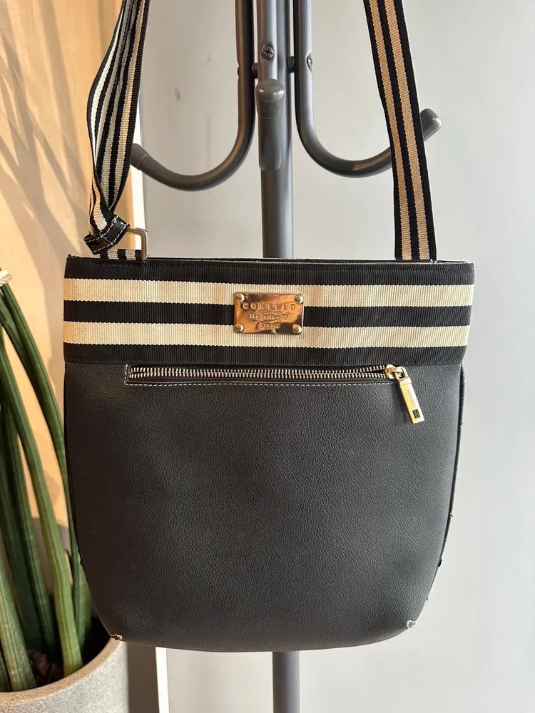 bolsa de couro preta corello