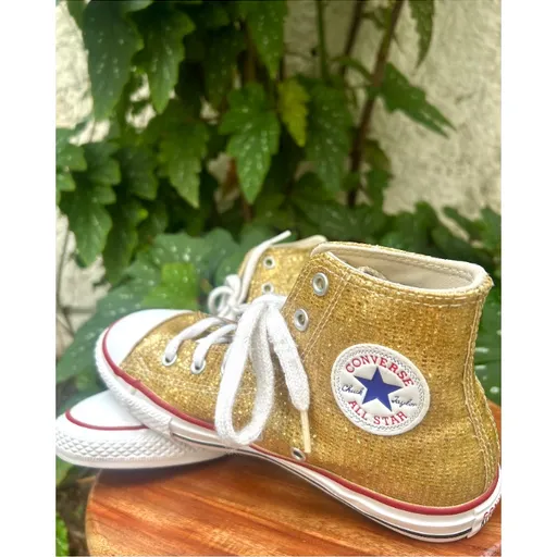Tênis Converse All Star Chuck Taylor Glitter  Dourado - tam 33