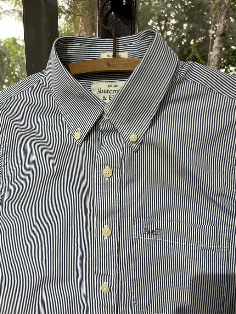 Camisa Social Abercrombie & Fitch Muscle listrada