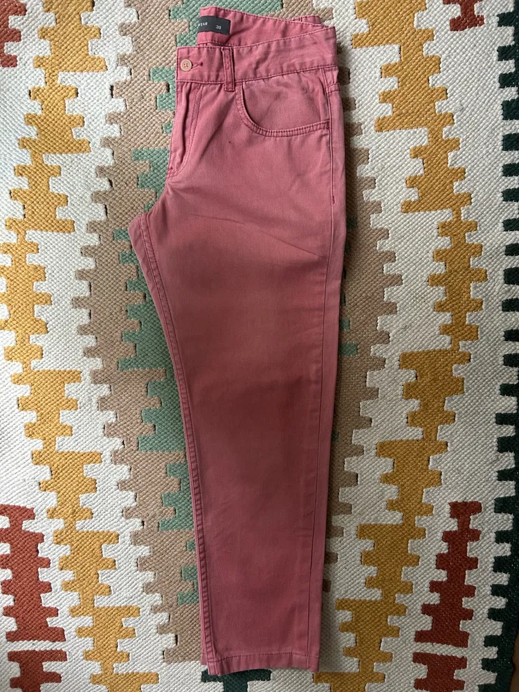 Calça Easy Wear rosa antigo  Sarja Reta tamanho 38