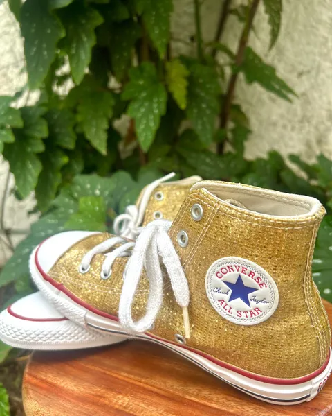 Tênis Converse All Star Glitter Dourado  tam 33