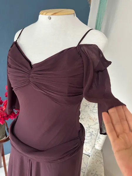 Vestido Longo Boho Chique Roxo Escuro Tam G