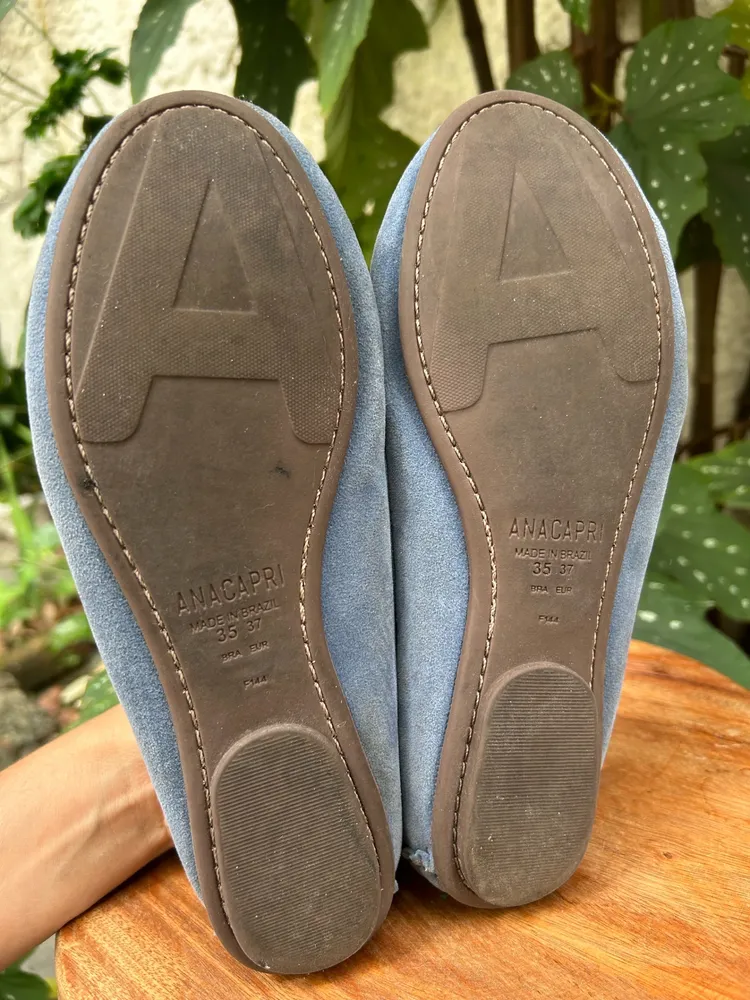 Mocassim de Camurça Azul Anacapri 35