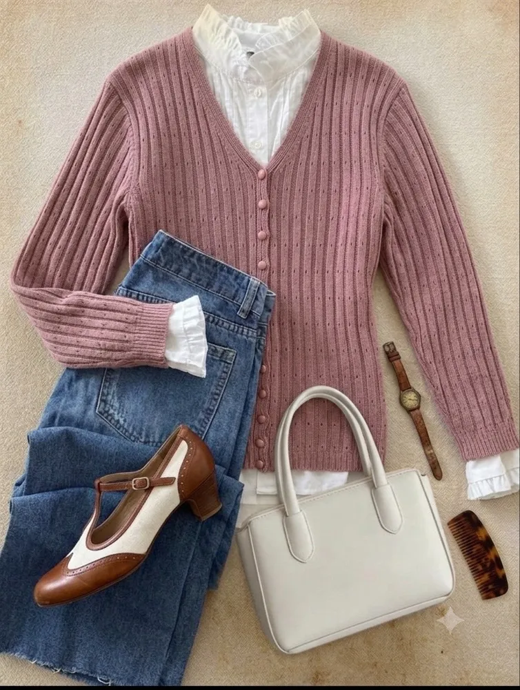 Casaco Tricô Rosa