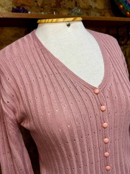Casaco Tricô Rosa
