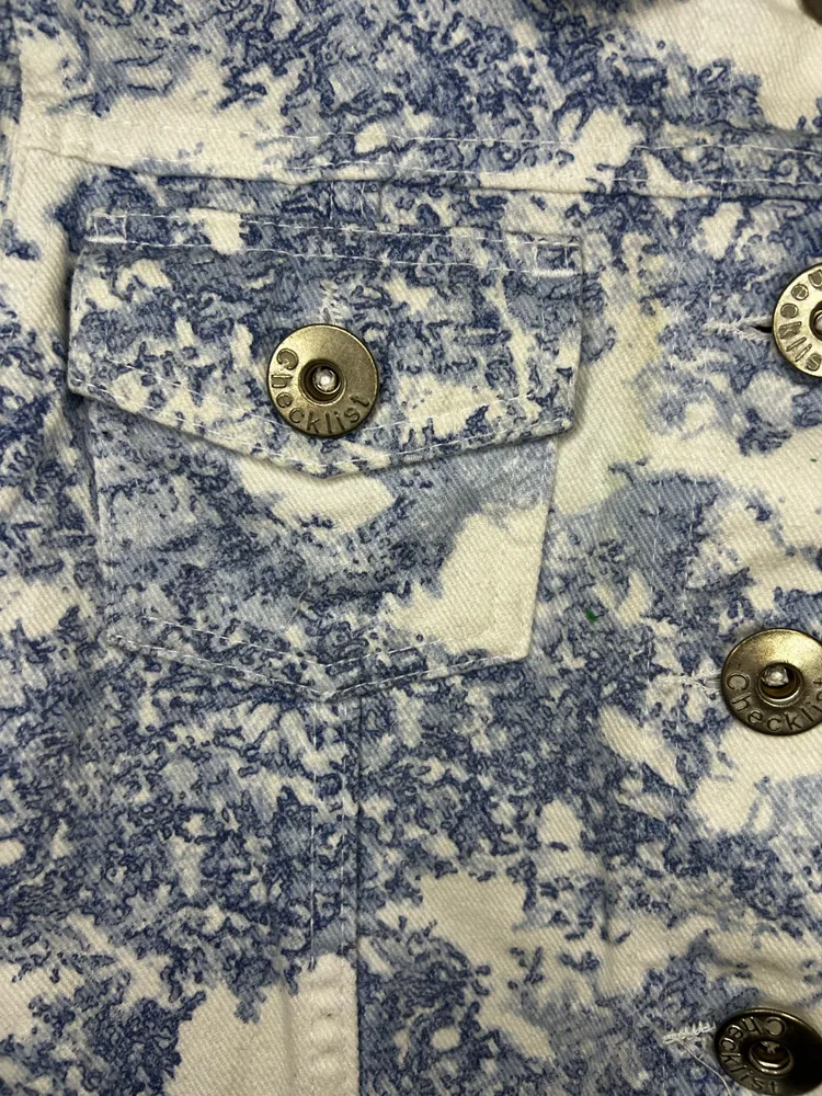 Jaqueta Jeans Cropped Checklist Estampada 38