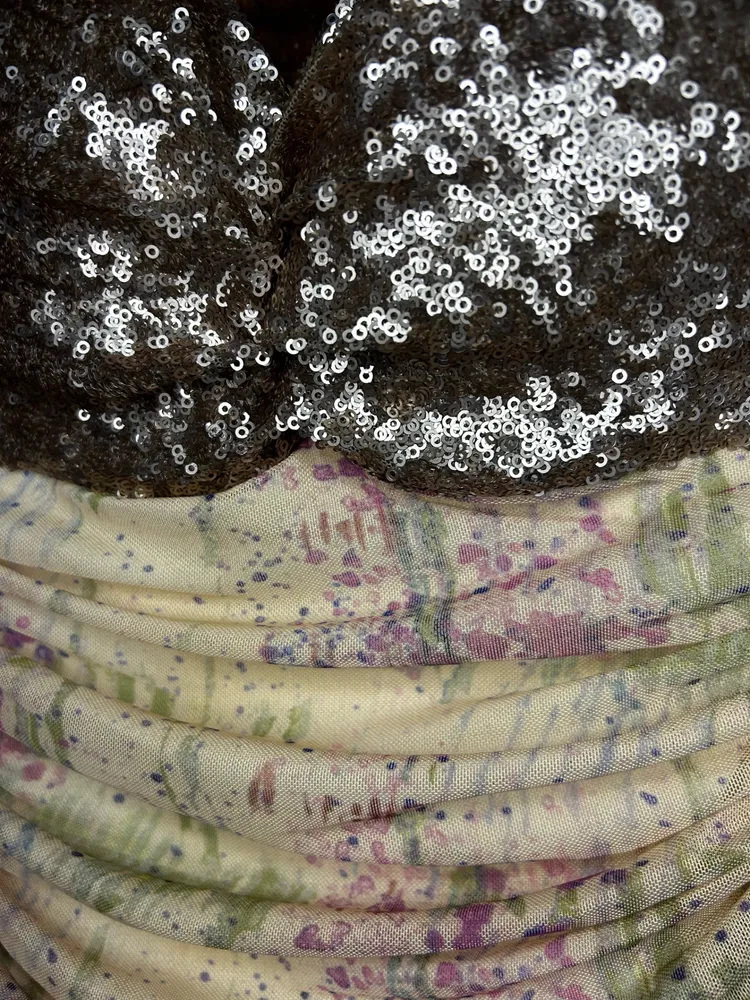 Vestido My Place Tomara que Caia Lantejoulas e Drapeado P