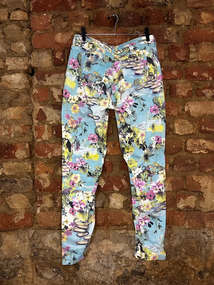 Calça Skinny Estampada Floral Tropical Colorida