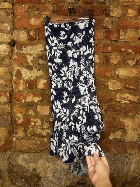 Saia Midi Tricot Maria Filô Estampada com Babado Tamanho P